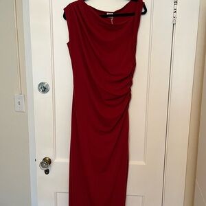 Abercrombie & Fitch Red Ruched One Shoulder Cocktail Dress